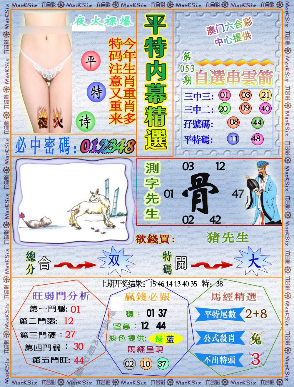 053期平特内幕精选[图]