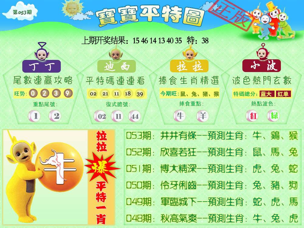 053期天线宝宝平特图[图]