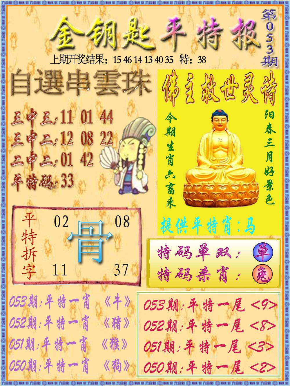 053期金钥匙平特报[图]