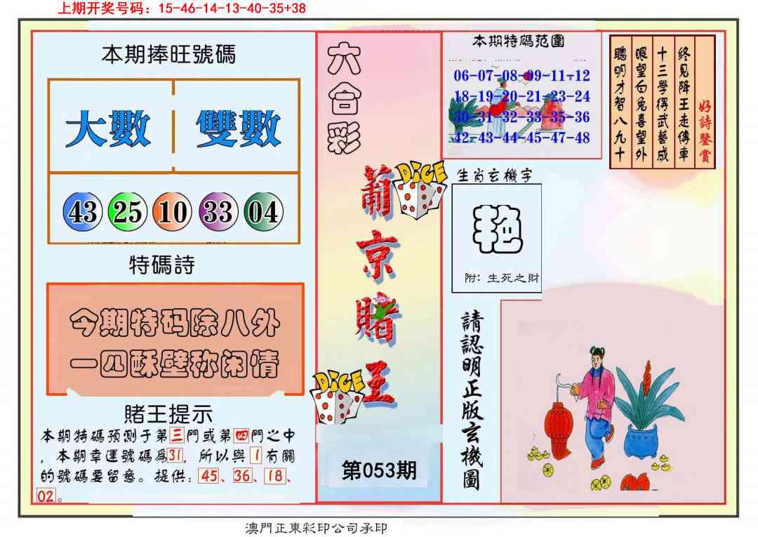 053期葡京赌王彩[图]